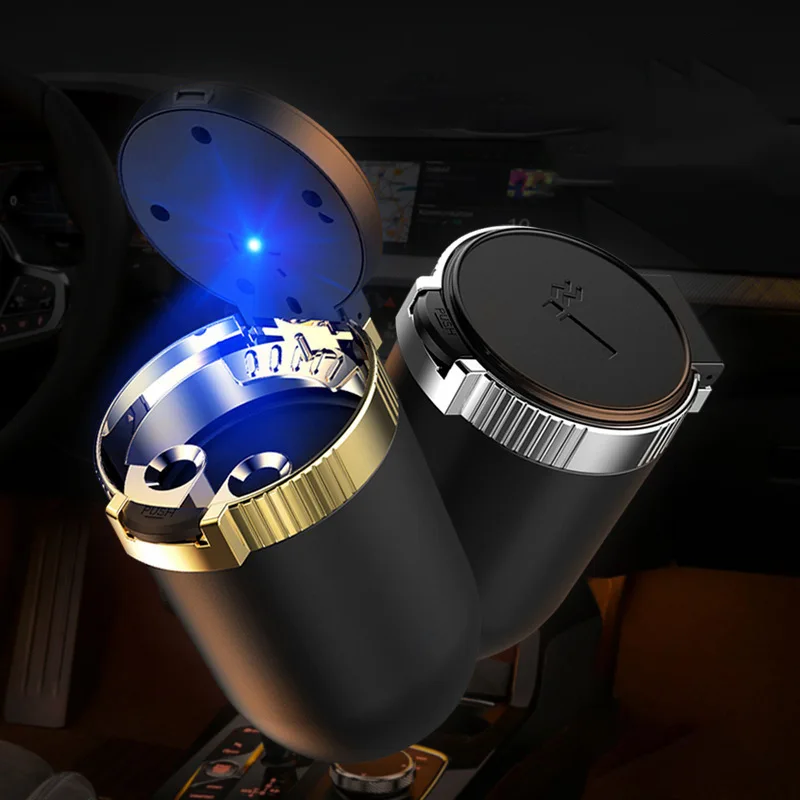 Car Ashtray Multifunctional Personality Creativity with Cover Ashtray LED with Lights Car Portable Cigarette HolderP