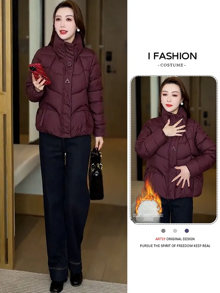 

Women's down Cotton Jaet 2026 Winter New Sle Premium Thiened Fce Lined ort Coat Versatile Small Size Korean Sle