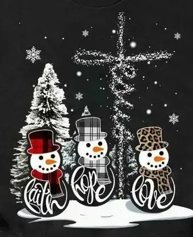 

Snowman Faith Hope Love Jesus Cross Christian Christmas T-Shirt 100% Cotton O-Neck Short Sleeve Casual Mens T-shirt Size S-3XL