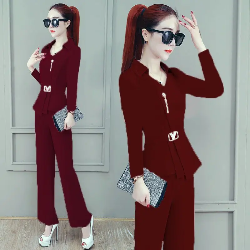 2024 Spring/Summer New Chiffon Wide Leg Pants Two Piece Set for Women's Summer High end Professional Style Celebrity Fashion Set