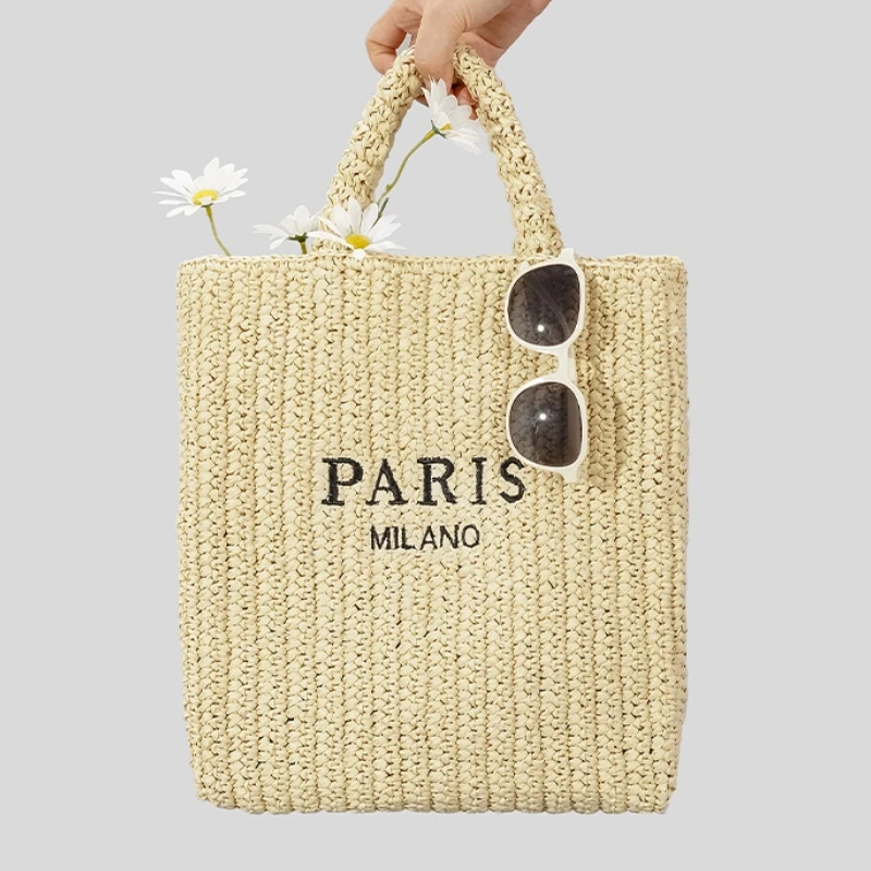 

Пляжная сумка-тоут из плетеной соломки с вышивкой и надписями, новинка 2026 года, летняя женская вместительная сумка для пляжа