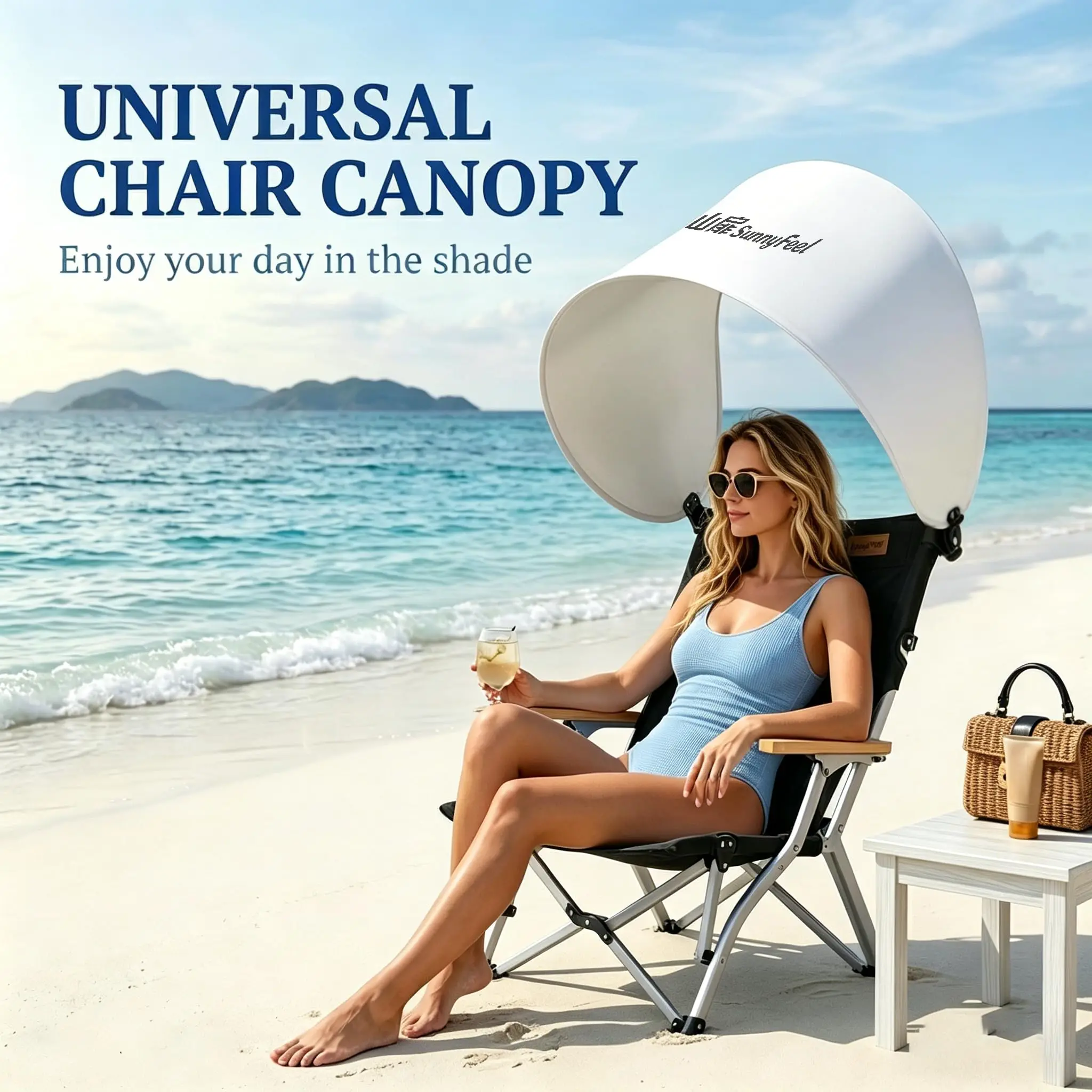 

Universal Chair Canopy Sun Shade Chair Umbrella with Adjustable Clamp Portable Foldable Sun Shade for Camping Chair Beach Chair