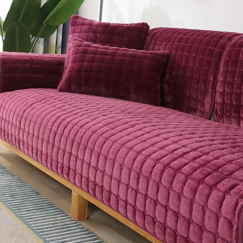 

Soft Velvet Couch Cover for Sofa Anti-slip Sofa Cover for Living Room Fashion Solid Color Thicken Flannel Plush Sofa Towel