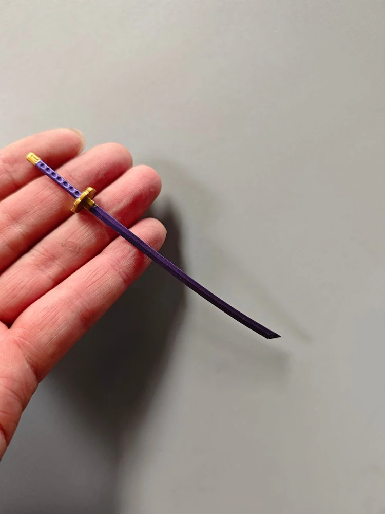 1/12 anime homem soldado mini preto roxo modelo estático espada longa efeito especial acessório para 6 "samurai ronin figura ornamento