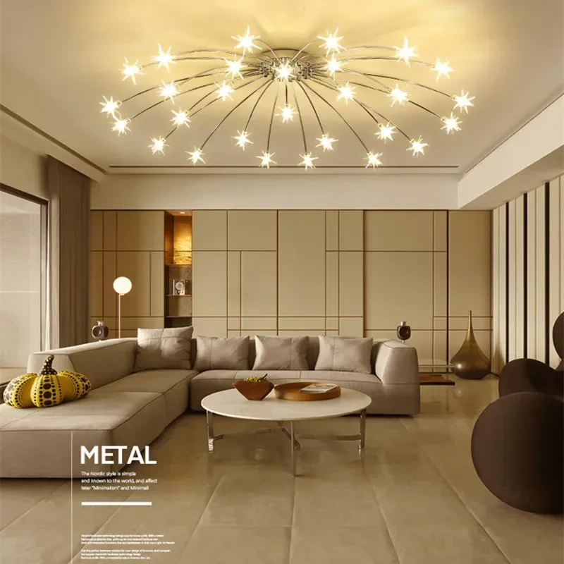 

2025 Nordic Sky Star Ceiling Chandelier Art Led Indoor Decor Light Living Dining Room Bedroom Kitchen Hotel Loft Lamp Fi