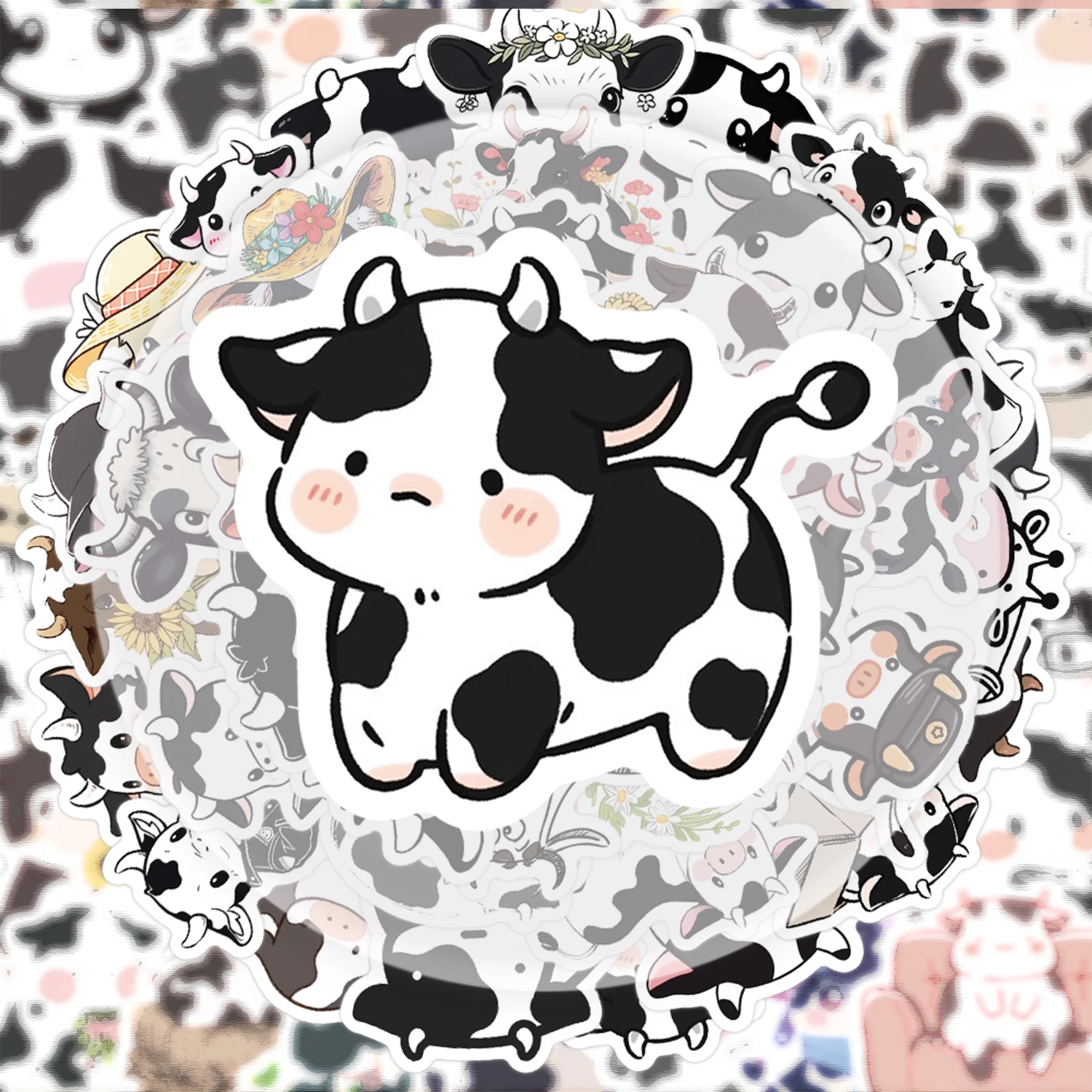 50 pegatinas de vaca en blanco y negro, pegatinas vibrantes adecuadas para botellas de agua, ordenadores portátiles, teléfonos móviles, maletas, patinetas, guitarras, decoraciones para fiestas
