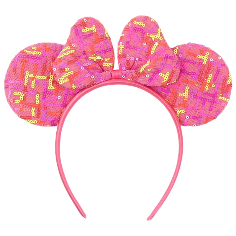 New Classical Disney Sweet Donut Mouse Ears Headwear Sequins 5"Bow Hairband Girls Featival Party Women DIY Hair Accessories view 2