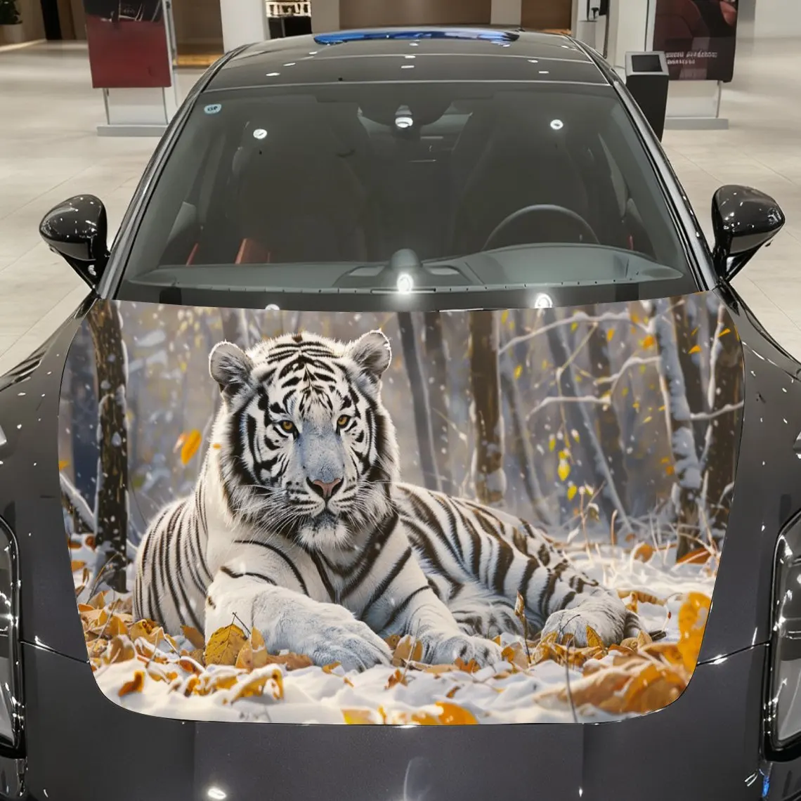 

Искусство капота автомобиля Wildlife White Tiger, водонепроницаемая и самоклеящаяся наклейка на капот автомобиля, виниловые обертывания для автомобиля, крутая внешняя наклейка автомобиля, хойд