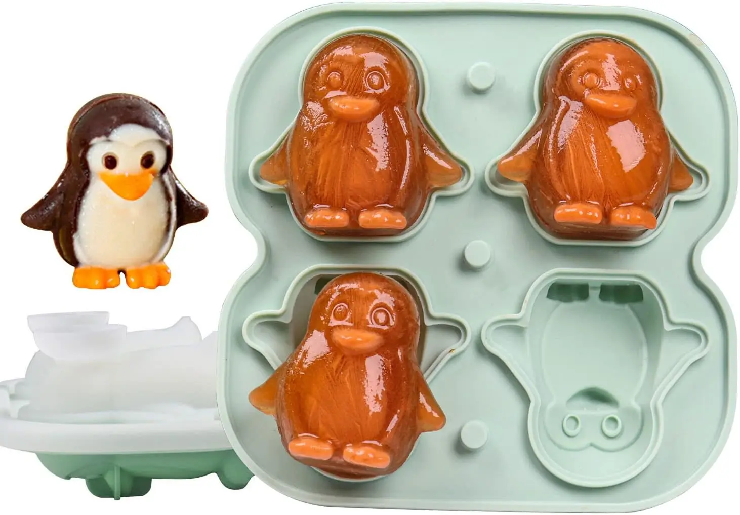 

Ice Cube Mold, Fun Shapes Ice Cube Tray, Make 4 Cute Penguin Ice Balls for Drinks Cocktails Iced Coffee