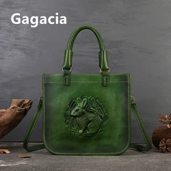 GAGACIA nowa torba na ramię ze skóry bydlęcej w stylu Retro torebka z prawdziwej skóry dla kobiet luksusowa torba Crossbody z królikiem