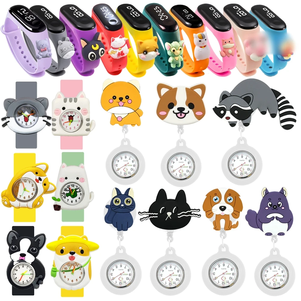 Cartoon Cat Dog Children's Watch 2026 New Fashion Colorful Student Kids Watch Quartz Watch Digital Electronic Watches