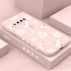 S10 White Sunflower Silicone Phone Case For Samsung Galaxy S10 Shatterproof Camera Protection Galaxy S10 Thin Soft Back Cover