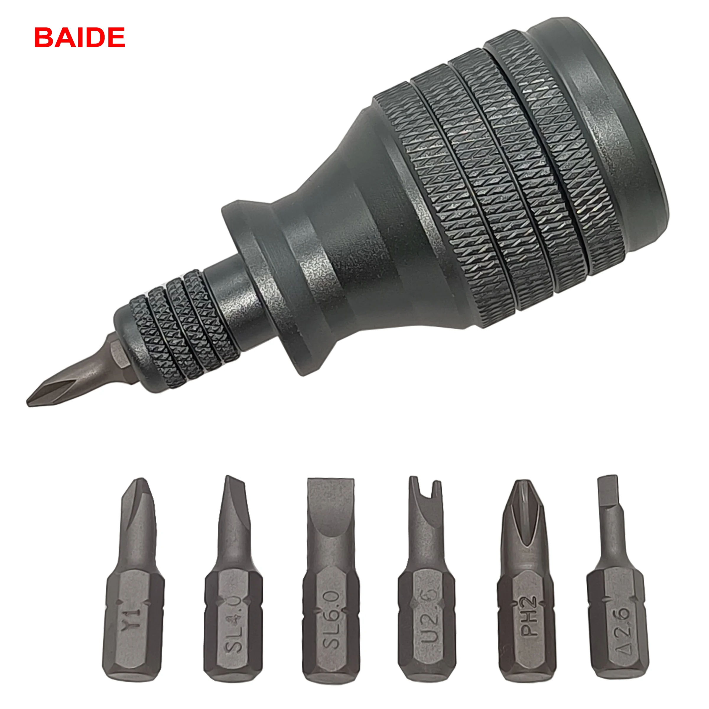 

Precision Gray 7 in 1 Short Screwdriver Set Magnetic Detachable Multifunctional Removable Bit Metal Screw Driver Kit 100pcs/lot