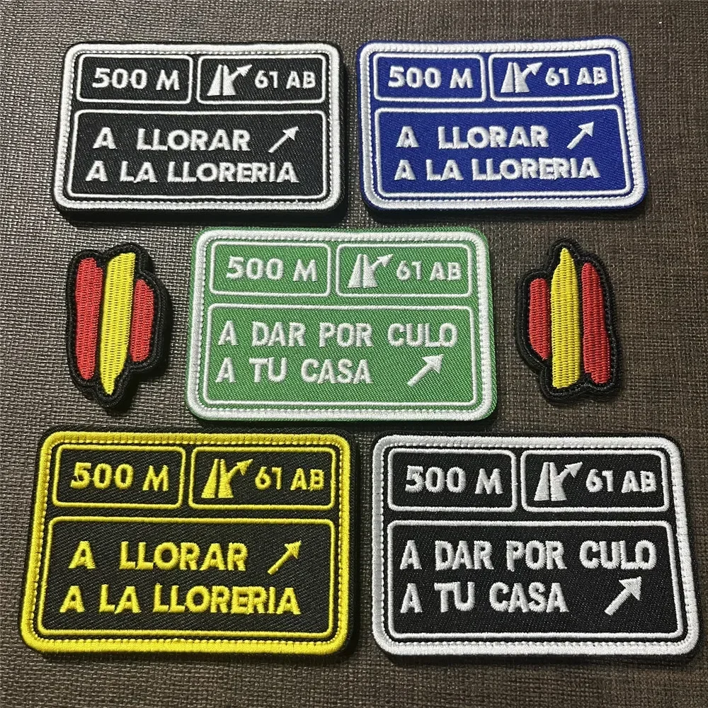 500M A LLORAR Spanish Embroidery Patches Tactical Hook&Loop Patch Morale Badge Alphabet Accessories Emblem Backpack Hat Stickers