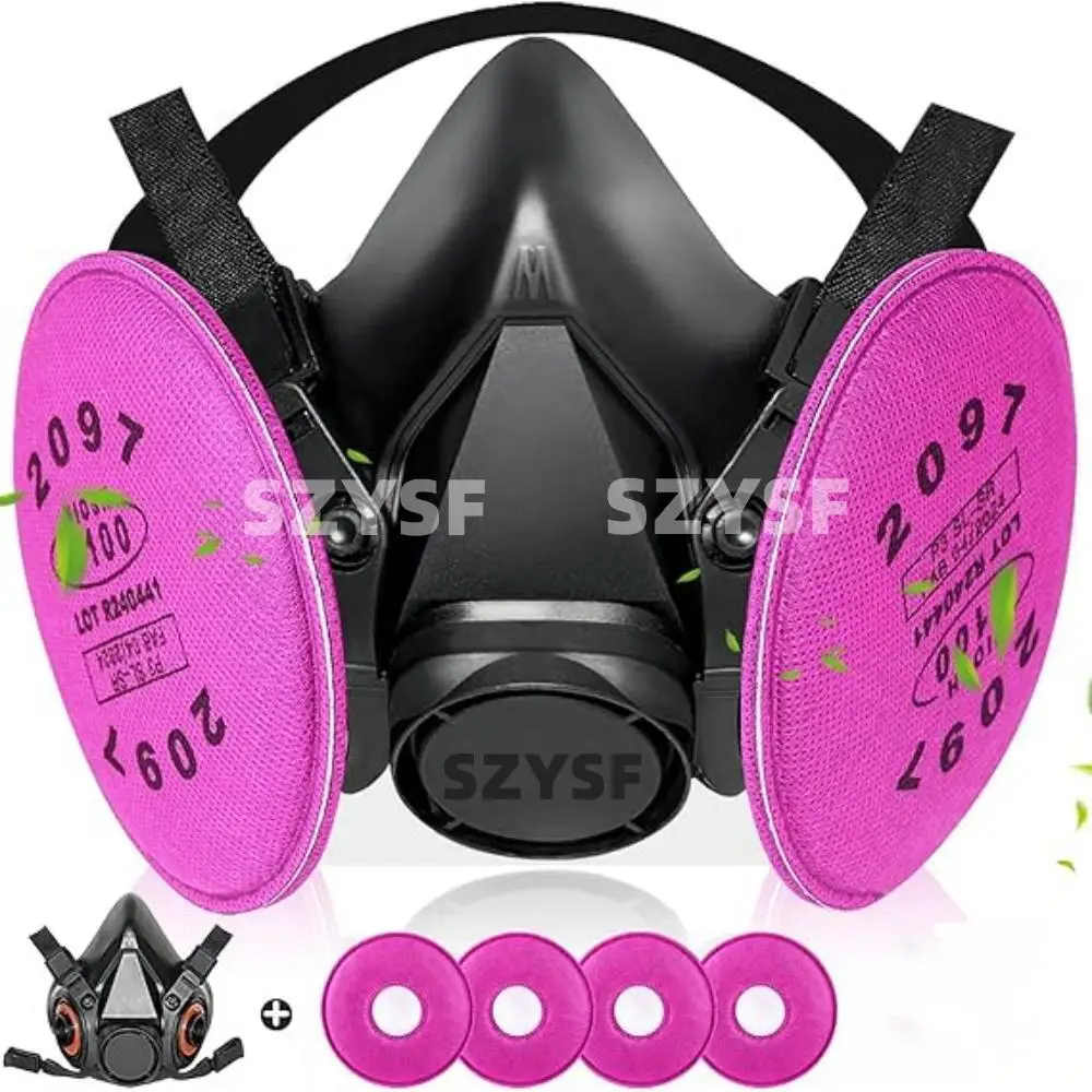 Black/Grey 6200 2097 Filter Goggles Half Face Reusable Respirator Mask Epoxy Dust Paint Organic Vapor Welding Wooding