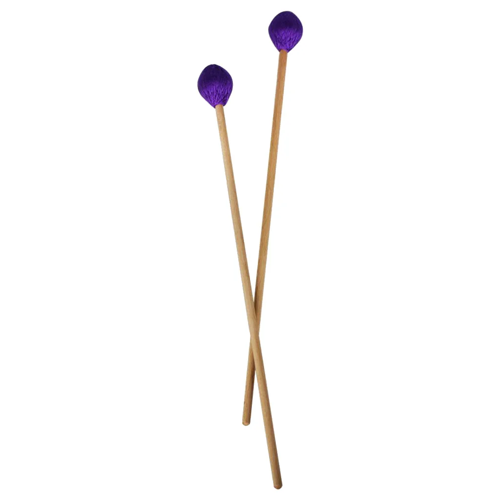 

2pcs Marimba Mallets Xylophone Stick With Purple Yarn Head And Beech Wood Handle for Drummers Musical Playing