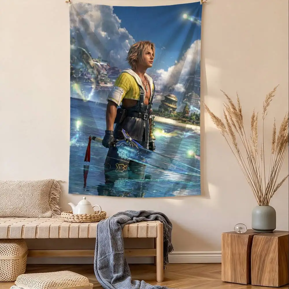 F-Final F-Fantasy X Tapestry Tropical Ocean Wall Hanging for Bedroom Living Room Dorm Home Decor