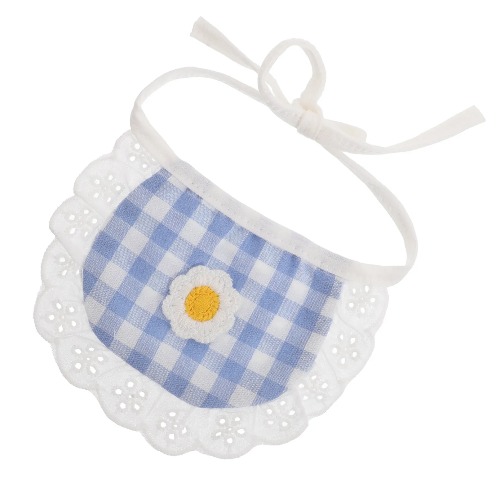 Pet Neckerchief Lace Bandana Bib Cotton Washable Dog Scarf Plaid Flower Pattern Small Dog Cat Drool Bib Puppy Apparel