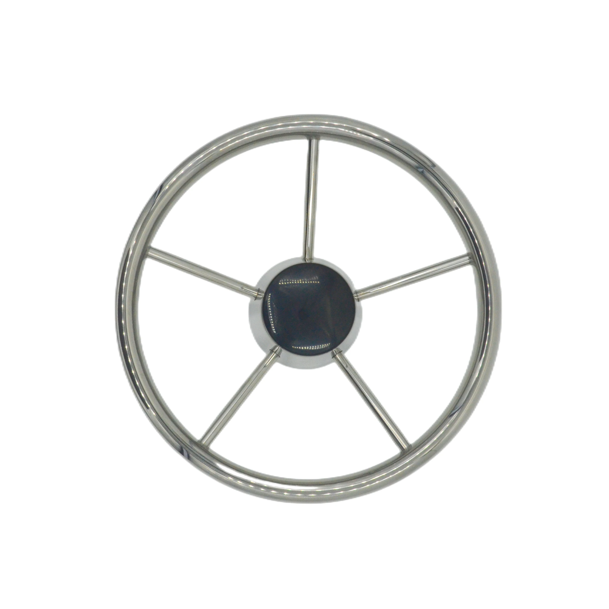 10'' 5 Spoke Destroyer Style Stainless Steel Boat Steering Wheel