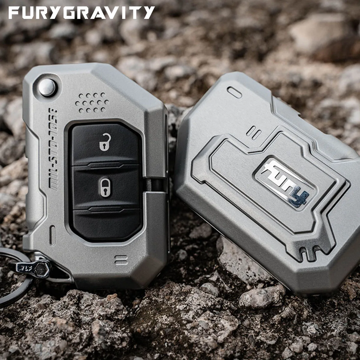 FURYGRAVITY Guscio chiave "Wake Up" in lega di alluminio-magnesio CNC - Per Jeep JL/JT Rubicon/Sahara/Gladiator