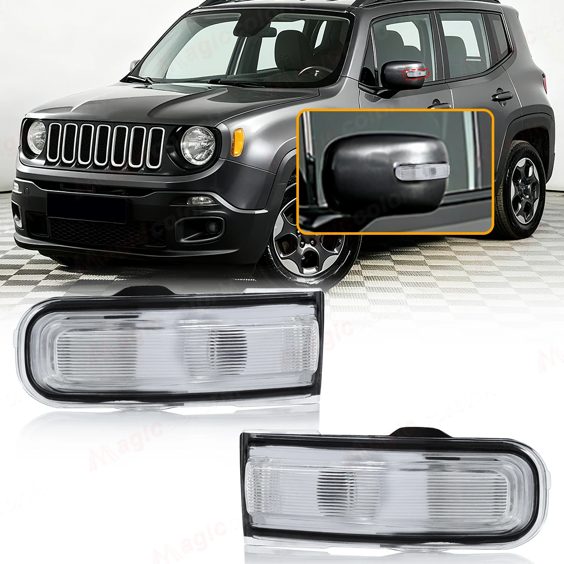 

For Jeep Renegade 2015 2016 2017 2018 2019 2020-2022 Rearview Side Turn Signal Lamp No Bulb Mirror Indicator Light Left Right