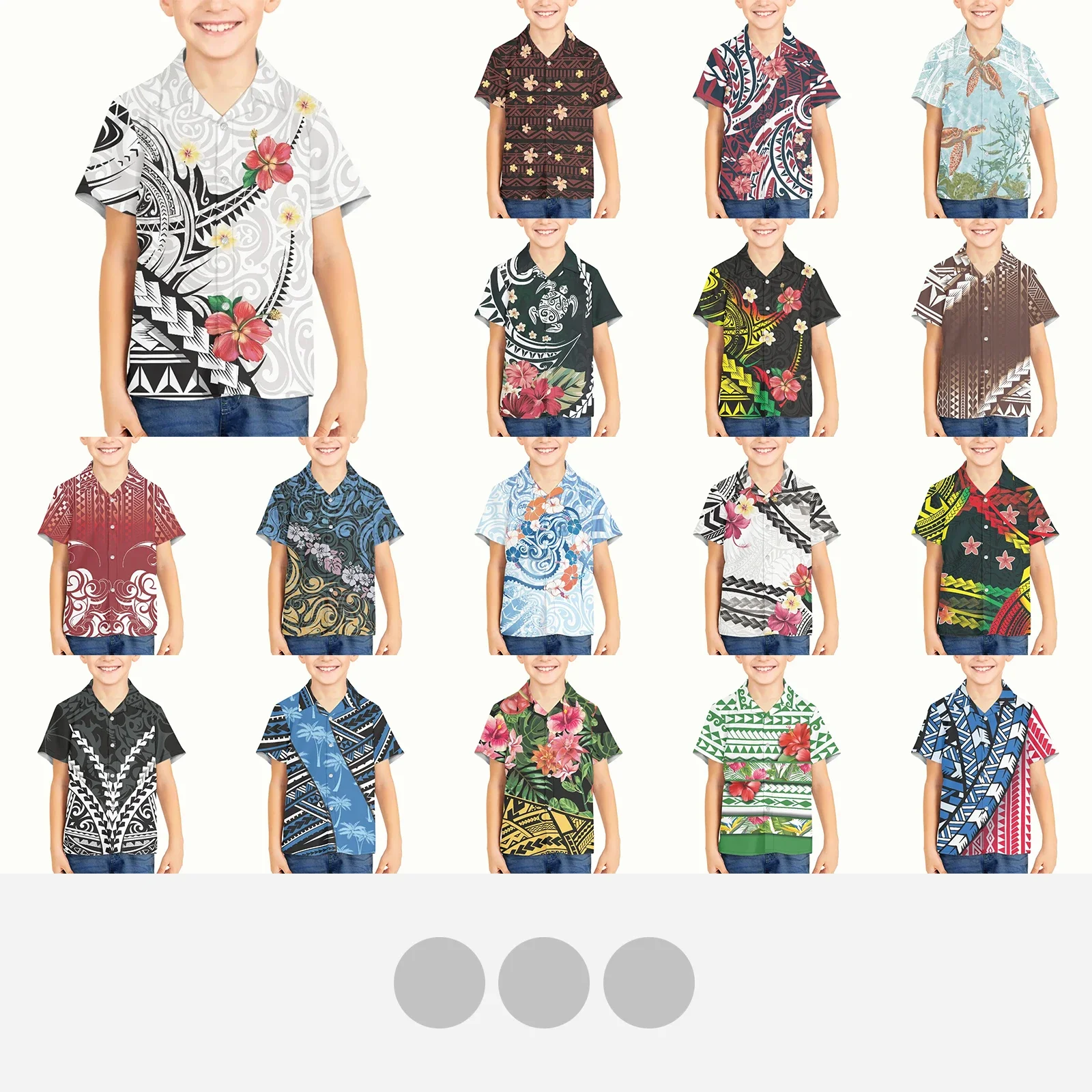 Polynesian Tribal Fijian Totem Tattoo Prints Kid Boy Children Loose Breathable Trendy Cool Fashion Hawaiian Shirts Beach Party