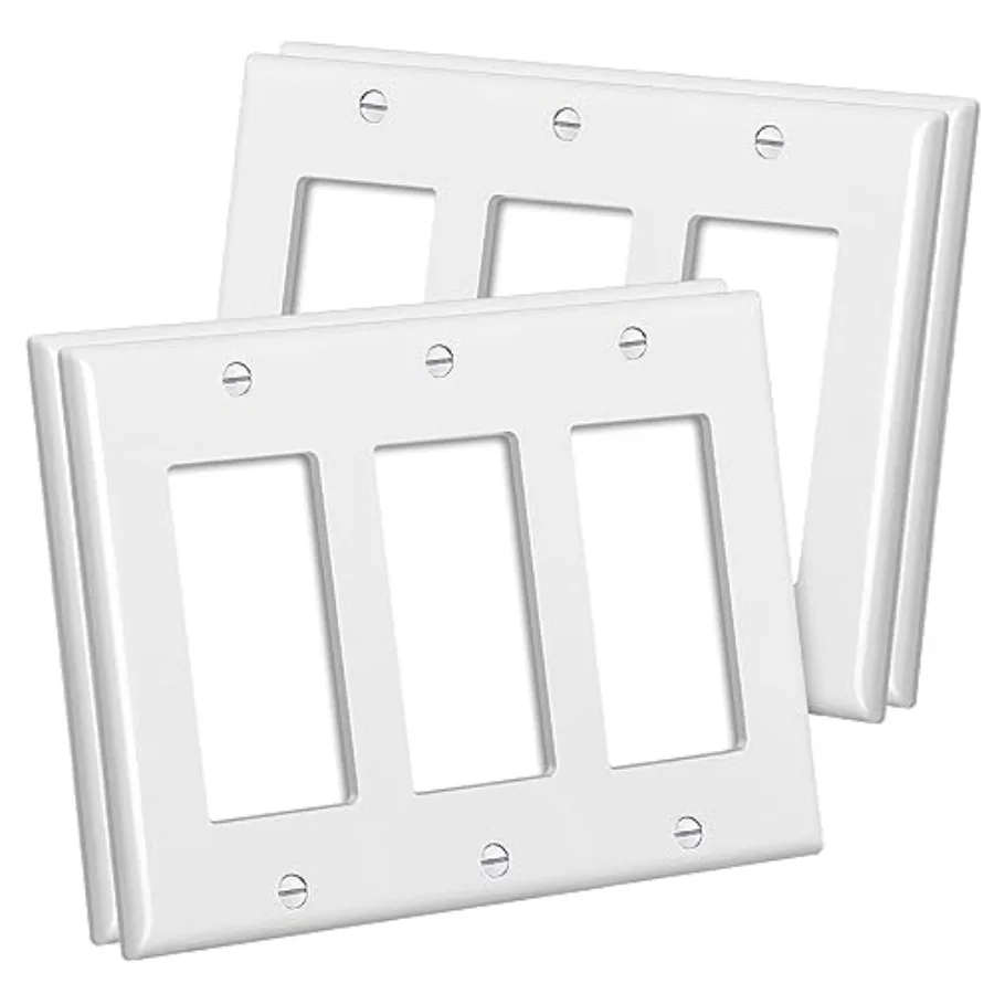 

CML 3-Gang Decorator Wall Plates, 4 Pack Electrical Outlet Receptacle Covers and Switch Plates, Standard Size 4.5"x6.38", Impac