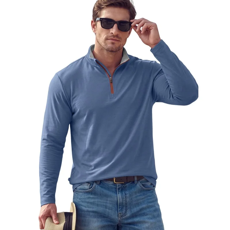 Men Half Zip Stand Collar Pullover Stretch Long Sleeve Sweatshirt Breathable Fitness Sports Top Big Size For Outdoor Daily Wear
