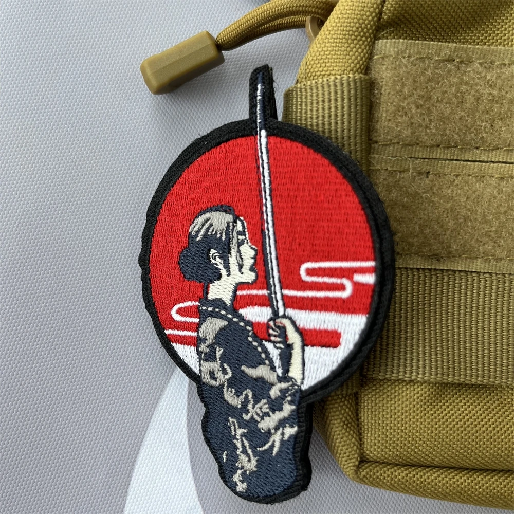 Japanese Samurai Auspicious Cloud Embroidered Hook and Loop Patches Tactical Morale Badge Backpack Sticker