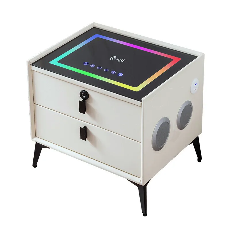 

Multifunctional smart bedside table, light luxury and high-end colorful marquee bedroom storage bedside table