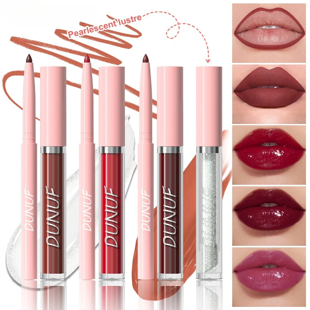 Conjunto de brilho labial e óleo labial, 3 peças, hidratante, longa duração, à prova de manchas, maquiagem labial, trio com fórmula nutritiva, cosméticos para presente