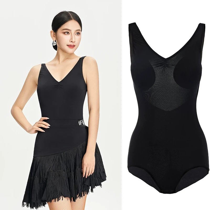 2026 Latin Dance Tops For Women V-neck Sleeveless Backless Bodysuit Latin Dance Practice Clothes Ballroom Dance Costumes DN24629