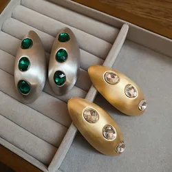 European and American Exaggerated Elliptical Brushed Metal Earrings Fashion Earrings Light Luxury High End Female Accessories