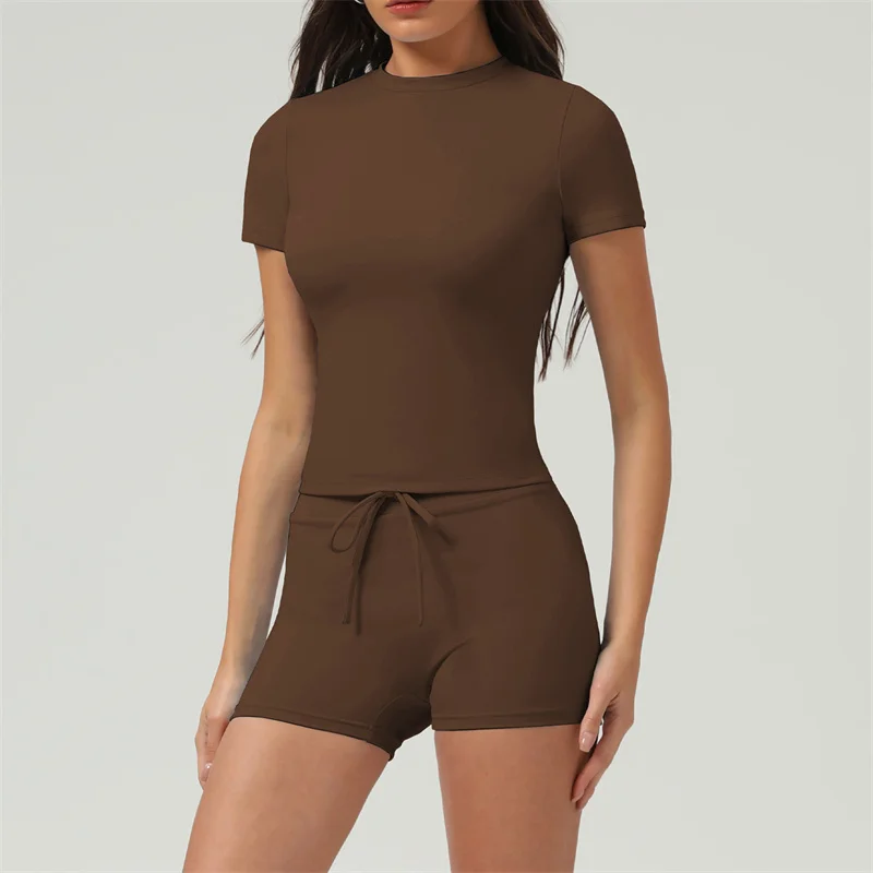 

TRY TO BN Sports T -shirt Women's Tracksuit Yoga Short Set Fitness Breathable Workout Top Suit Running Gym Shorts Tights Clothes