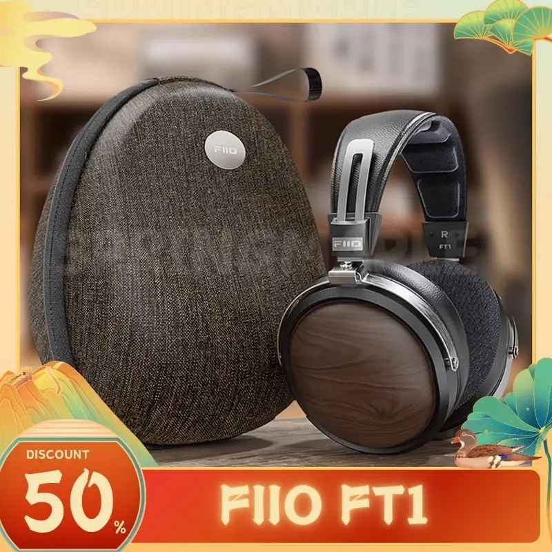 FiiO FT1 HIFI Wired Headphones Walnut Wood Earphones CCAW 60mm Dynamic Nanowood Fiber Composite Diaphragm Esport Headsets Custom