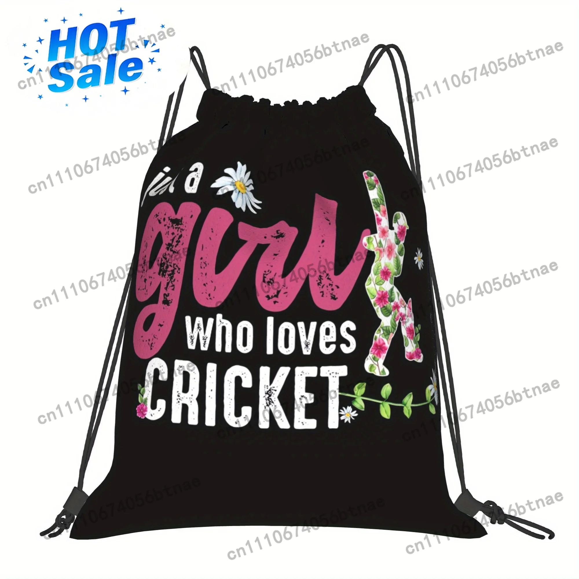 Bolsa con cordón ajustable informal para llevar todo, ideal para practicar deportes, ir a la biblioteca o ir de compras, de la marca Just A Girl Who Loves Cricket.