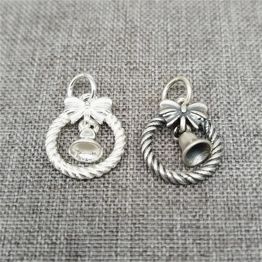 2pcs of 925 Sterling Silver Gift Charms Jingle Bell Type Pendant for Bracelet Necklace No Sound