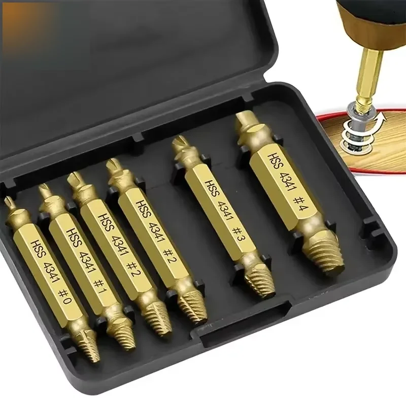 Damaged Screw Extractor Set HSS Drill Bit Stripped Broken Remover Small Easily Quickly Take Out Kit Easy Demolition Power Tools