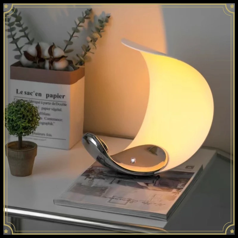 Half-Moon Tap Activated Desktop Luminaire, Sleek Indoor Mood Lighting, Adjustable Bright Bedside Decor Lamp