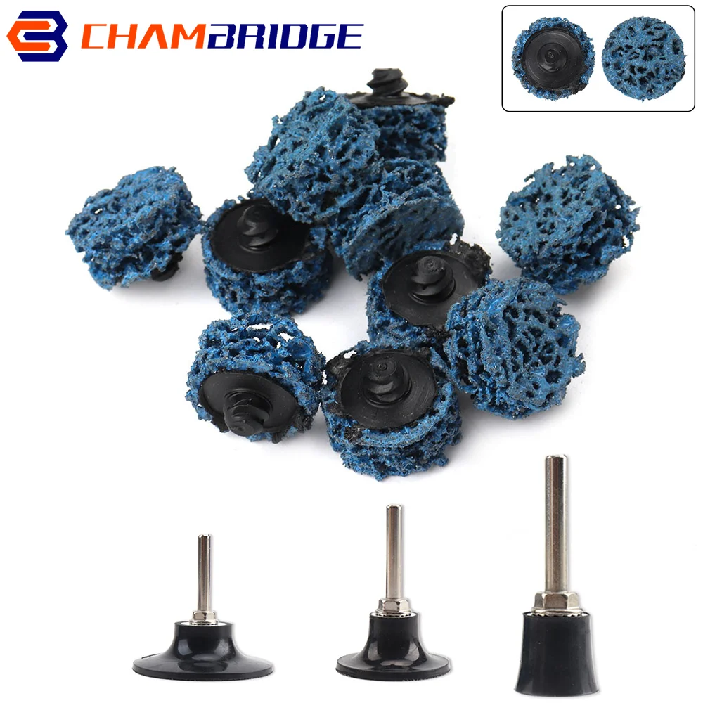 Blue Poly Clean Strip Disc Set 1/2/3Inch Rust Paint Remover Wheel with 6mm Shank Back Pad Abrasive Stripping Wheel for Grinder