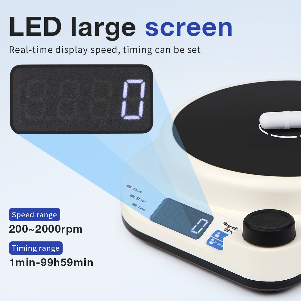 Mini agitatore magnetico Attrezzatura da laboratorio Agitatore magnetico Miscelatore magnetico 110v - 220v Con funzione timer barra di agitazione Display a LED