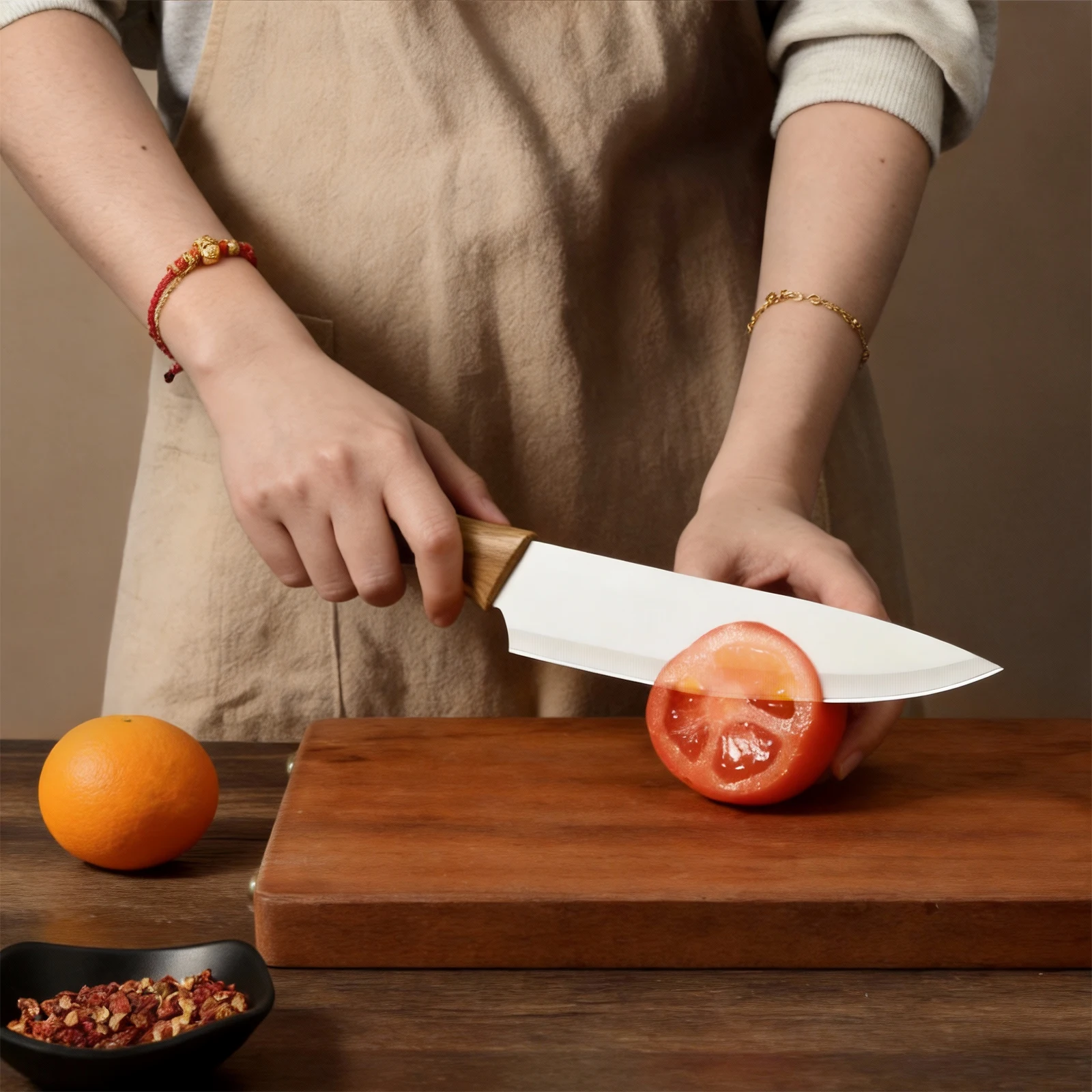 6-Pieces Kitchen Knives Set with Ceramic Coating Stainless Steel Chef Knife Sets with 6 Blade Guards with Wooden Handle Kitchen