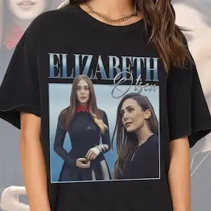 Elizabeth Olsen, ElizabethOlsen, prezent dla fanów w stylu unisex, koszulka, bluza z kapturem i kapturem, vintage hołd gruby