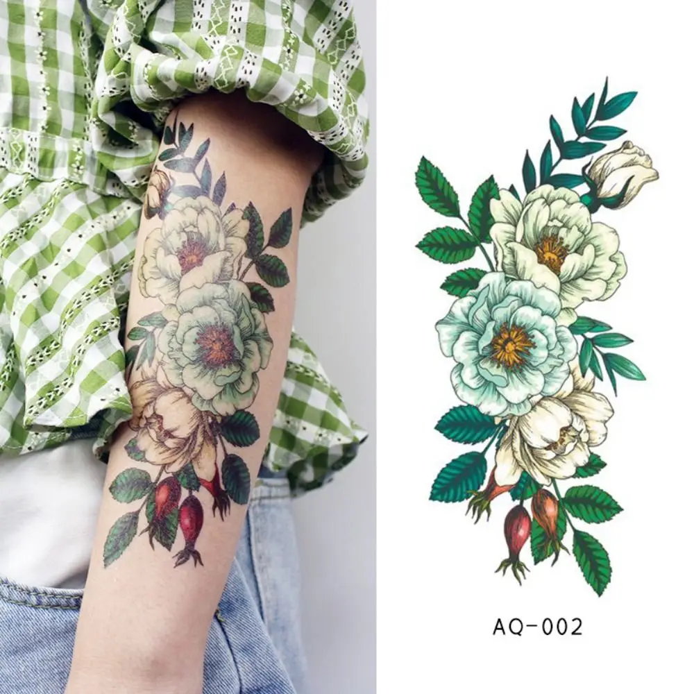 Different Styles Floral Arm Sticker Colorful Waterproof Flower Sternum Stick Temporary Sketch Flower Rose Butterfly Arm