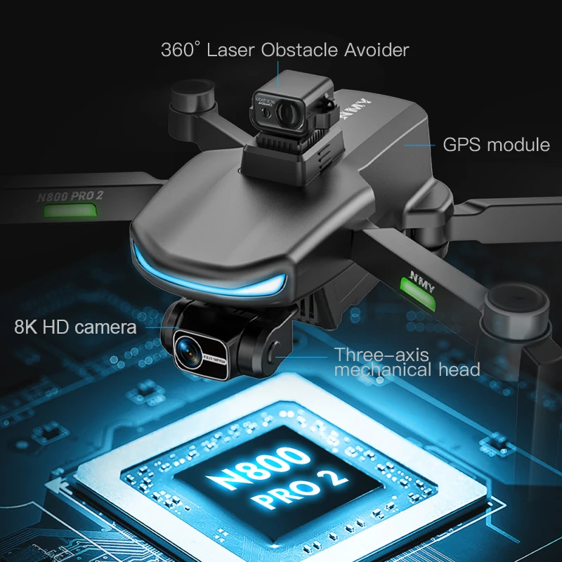 N800 PRO 2 GPS Drone Professional 4K 3-Axis PTZ HD Dual Camera Obstacle Avoidance Brushless Motor 5G WIFI RC Quadcopter Toys