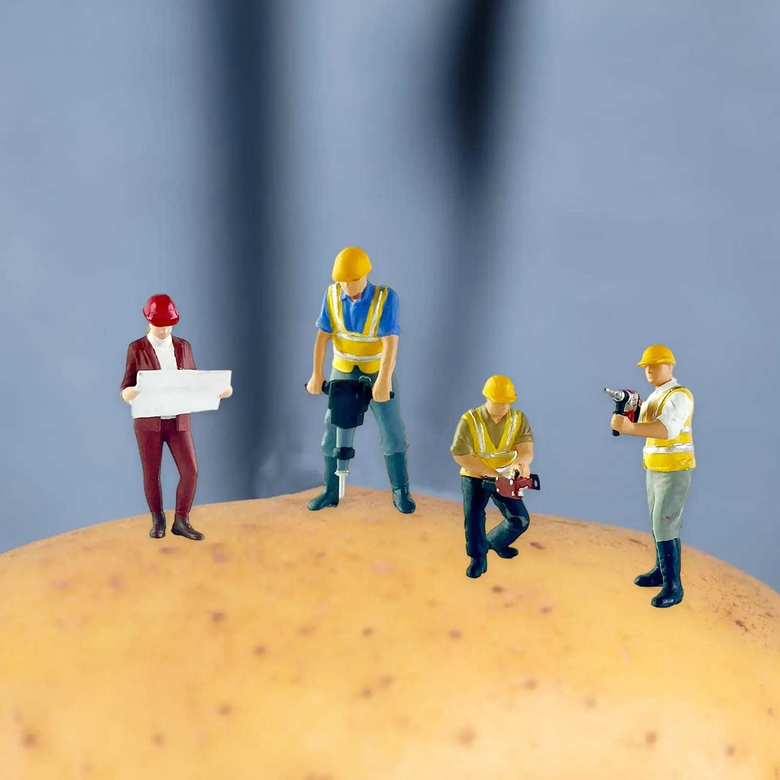 

4x 1/64 Construction Worker Figure DIY Crafts Miniature Bricklayer Figure Tiny People Model for Diorama Photo Props DIY Scene