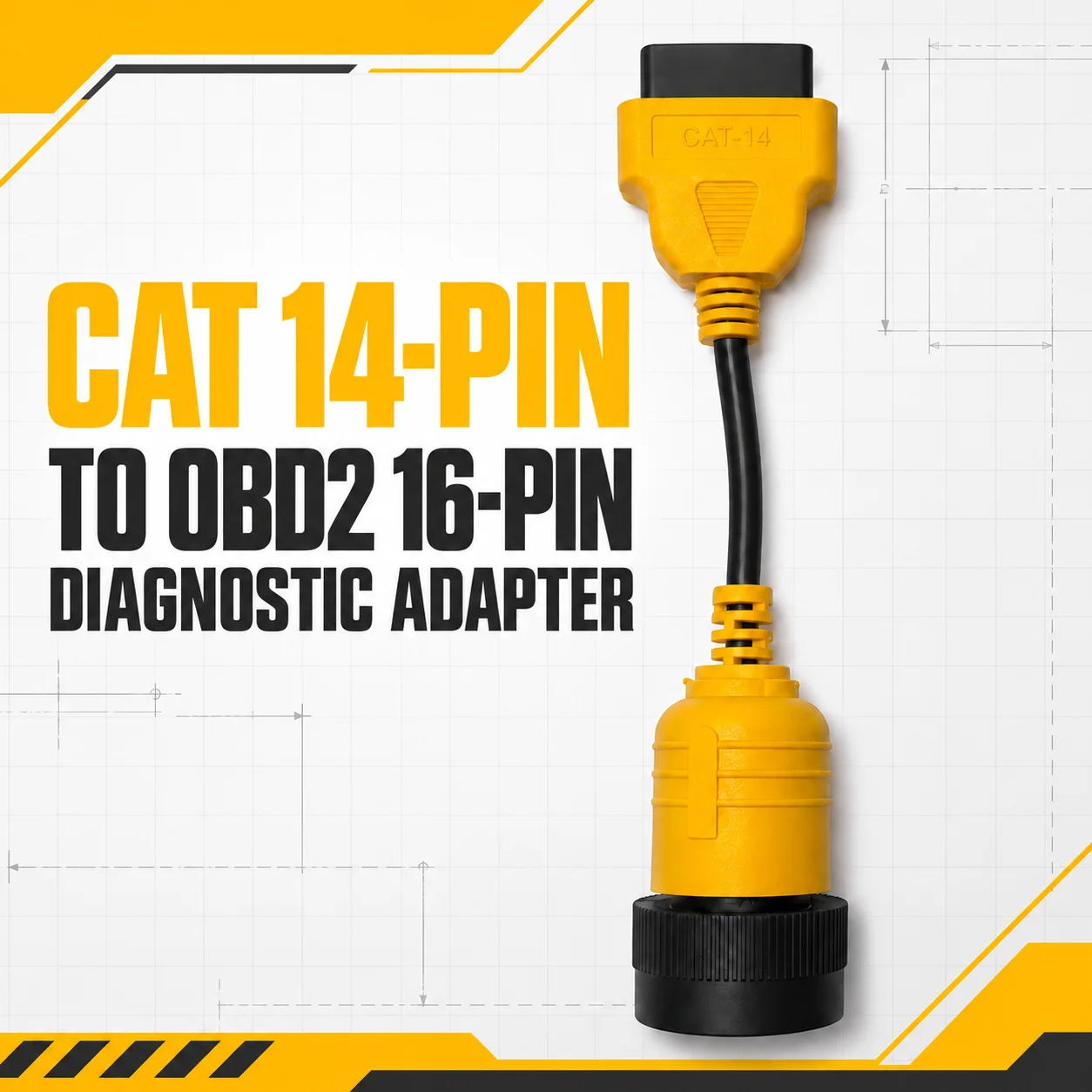 For CAT 14 Pin Truck Diagnostic Tool OBD2 Adapter Cable Connector 14PIN OBD to OBD2 16PIN Diagnostic Tools for Caterpillar