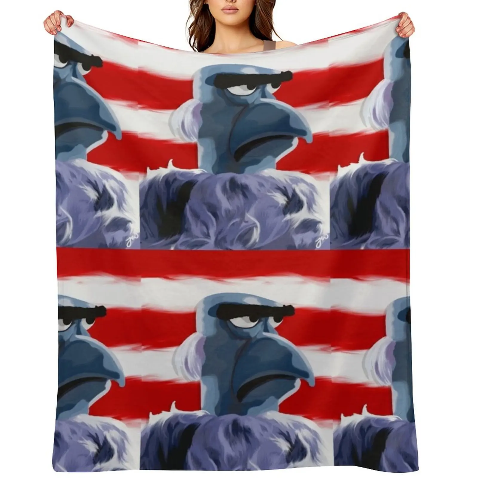 

Sam Eagle Portrait Painting (version 1/2) Throw Blanket Shaggy Thermals For Travel Personalized Gift Quilt Blankets