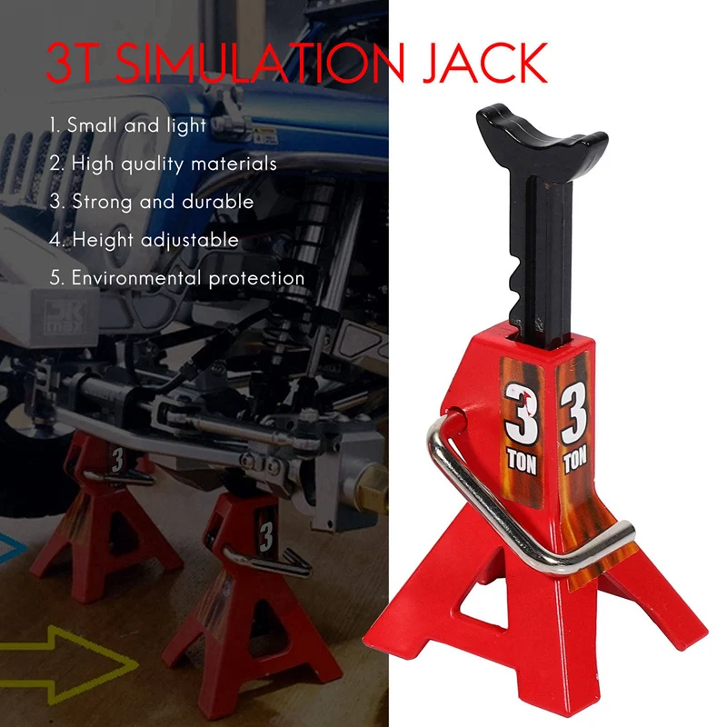 2 pz metallo 3 Ton Jack simulato altezza regolabile staffa di riparazione scena strumento di sollevamento Jack per 1/10 TRX4 D90 CC01 RC Climbing Car (