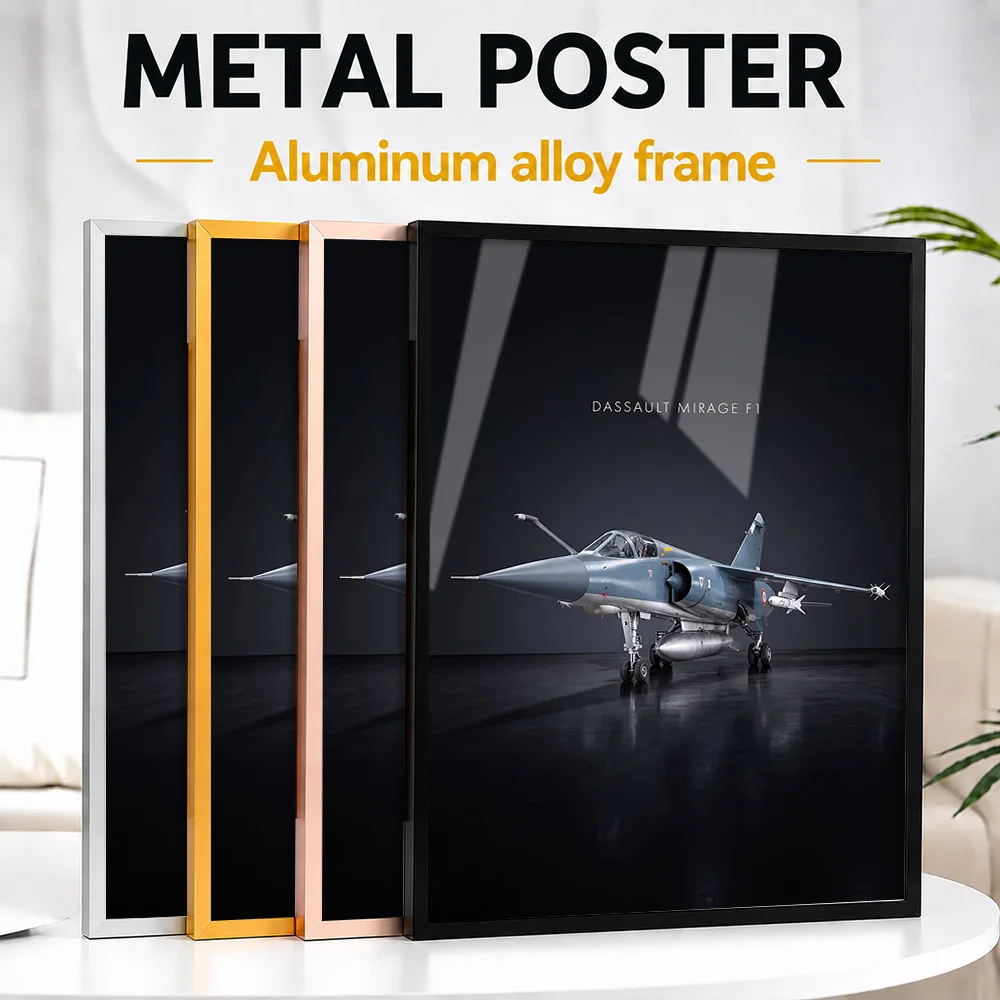 Dassault Mirage F1 Fighter Jet Framed Aluminum Metal Poster Customized Photo Minimalist Visual Style Wall Art For Living Room